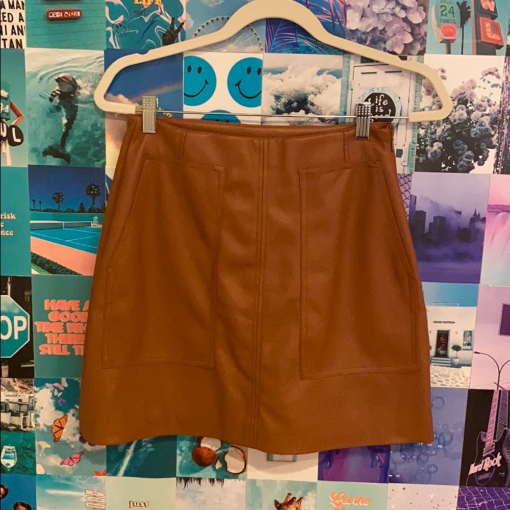 H&M brown leather mini skirt
